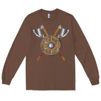 Chestnut renaissance fair faire festival medieval theme axe shield Long Sleeve Tee - DesignPulse