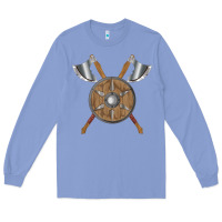 Colony Blue renaissance fair faire festival medieval theme axe shield Long Sleeve Tee - DesignPulse