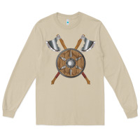 Mushroom renaissance fair faire festival medieval theme axe shield Long Sleeve Tee - DesignPulse