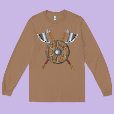 Renaissance Fair Faire Festival Medieval Theme Axe Shield Long Sleeve Tee Designed By Designpulse