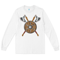 White renaissance fair faire festival medieval theme axe shield Long Sleeve Tee - DesignPulse