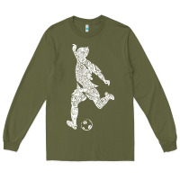 Army Green soccer player ball Long Sleeve Tee - DesignPulse