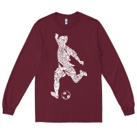 Burgundy soccer player ball Long Sleeve Tee - DesignPulse