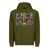 Army Green football serape cowhide turquoise glitter  brushstrokes Premium Hoodie - Artiststas