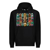 Black football serape cowhide turquoise glitter  brushstrokes Premium Hoodie - Artiststas