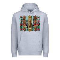 Heather Grey football serape cowhide turquoise glitter  brushstrokes Premium Hoodie - Artiststas