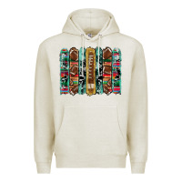 Oatmeal Heather football serape cowhide turquoise glitter  brushstrokes Premium Hoodie - Artiststas