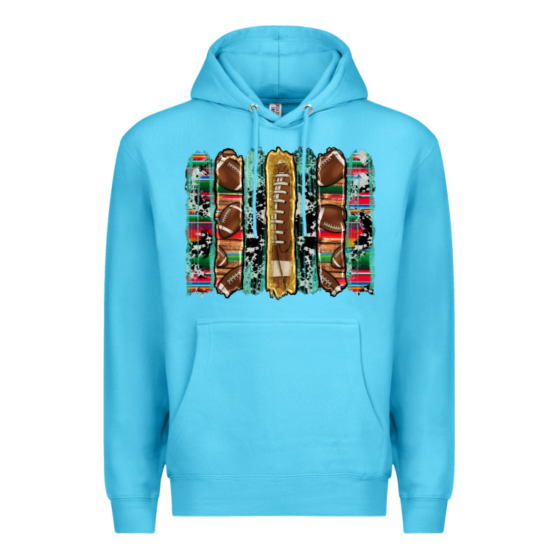 Football Serape Cowhide Turquoise Glitter  Brushstrokes Premium Hoodie by Artiststas | Teevron