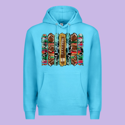 Football Serape Cowhide Turquoise Glitter  Brushstrokes Premium Hoodie Designed By Artiststas