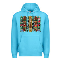 Ocean Blue football serape cowhide turquoise glitter  brushstrokes Premium Hoodie - Artiststas