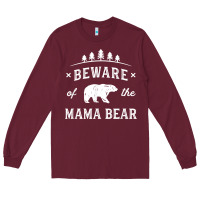 Burgundy beware mama bear mom protect strong mother graphic clip art t shirt Long Sleeve Tee - DesignPulse