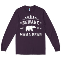 Plum beware mama bear mom protect strong mother graphic clip art t shirt Long Sleeve Tee - DesignPulse