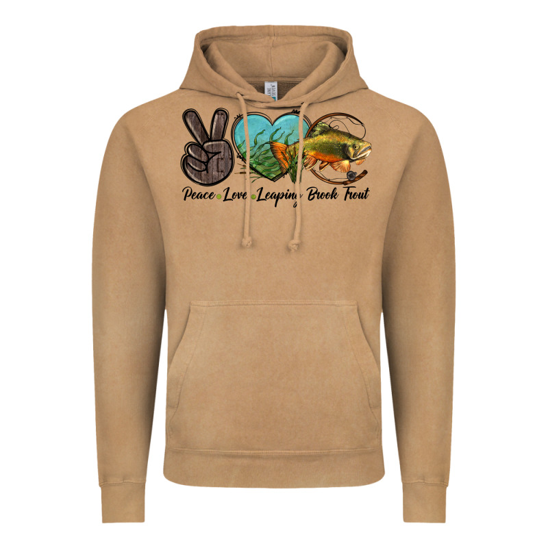 Peace Love Leaping Brook Trout Vintage Hoodie by LillyAllenDesigns | Teevron