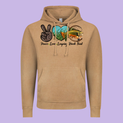 Peace Love Leaping Brook Trout Vintage Hoodie Designed By Lillyallendesigns