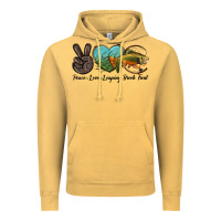 Vintage Mustard Peace Love Leaping Brook Trout Vintage Hoodie - LillyAllenDesigns