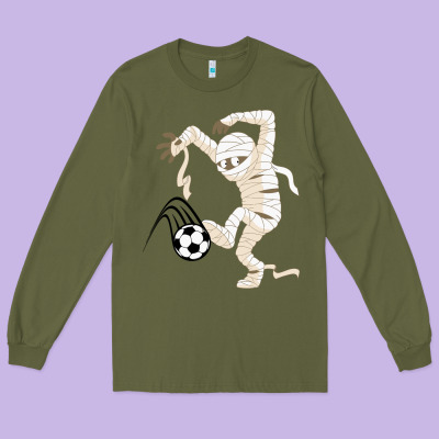 Funny Halloween Soccer Ball Long Sleeve Tee Designed By Designpulse