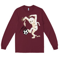 Burgundy funny halloween soccer ball Long Sleeve Tee - DesignPulse