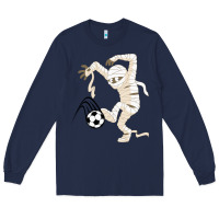 Navy funny halloween soccer ball Long Sleeve Tee - DesignPulse