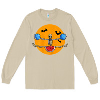 Mushroom cheerleading skeleton halloween cheer skeleton cheerleader t shirt Long Sleeve Tee - DesignPulse