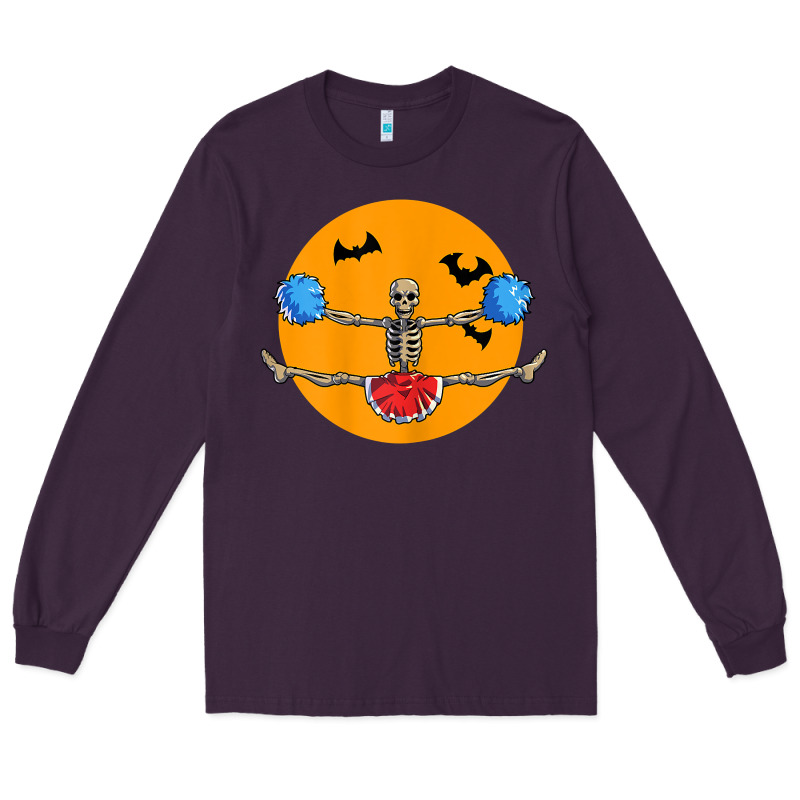Cheerleading Skeleton Halloween Cheer Skeleton Cheerleader T Shirt Long Sleeve Tee by DesignPulse | Teevron
