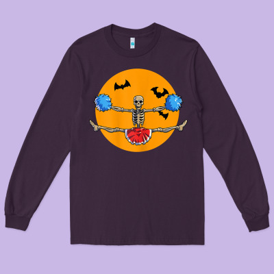 Cheerleading Skeleton Halloween Cheer Skeleton Cheerleader T Shirt Long Sleeve Tee Designed By Designpulse