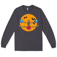 Smoke cheerleading skeleton halloween cheer skeleton cheerleader t shirt Long Sleeve Tee - DesignPulse