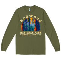 Army Green redwood national park california retro vintage cam Long Sleeve Tee - DesignPulse