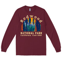 Burgundy redwood national park california retro vintage cam Long Sleeve Tee - DesignPulse