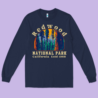 Redwood National Park California Retro Vintage Cam Long Sleeve Tee Designed By Designpulse