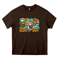 Chocolate Brown sunflower cow olivia Heavy Core Tee - OliviaCreatesArt