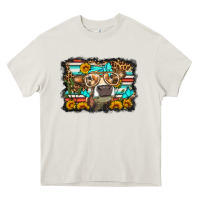 Cream sunflower cow olivia Heavy Core Tee - OliviaCreatesArt