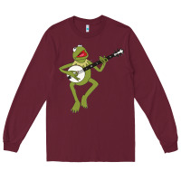 Burgundy Kermit playing the banjo Classic Long Sleeve Tee - DesignPulse