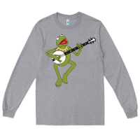 Heather Grey Kermit playing the banjo Classic Long Sleeve Tee - DesignPulse