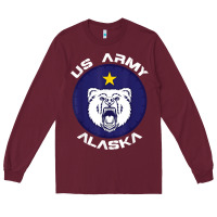 Burgundy us army alaska polar bear patch t shirt Long Sleeve Tee - DesignPulse