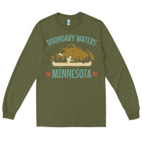Army Green retro boundary waters canoe minnesota Long Sleeve Tee - DesignPulse