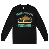 Black retro boundary waters canoe minnesota Long Sleeve Tee - DesignPulse