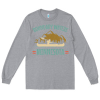 Heather Grey retro boundary waters canoe minnesota Long Sleeve Tee - DesignPulse