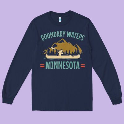 Retro Boundary Waters Canoe Minnesota Long Sleeve Tee Designed By Designpulse