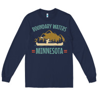 Navy retro boundary waters canoe minnesota Long Sleeve Tee - DesignPulse