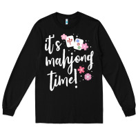 Black womens mahjong gift for her mahjong player v neck t shirt Long Sleeve Tee - DesignPulse