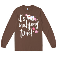 Chestnut womens mahjong gift for her mahjong player v neck t shirt Long Sleeve Tee - DesignPulse