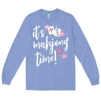 Colony Blue womens mahjong gift for her mahjong player v neck t shirt Long Sleeve Tee - DesignPulse