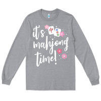 Heather Grey womens mahjong gift for her mahjong player v neck t shirt Long Sleeve Tee - DesignPulse