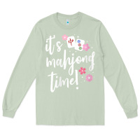 Matcha womens mahjong gift for her mahjong player v neck t shirt Long Sleeve Tee - DesignPulse