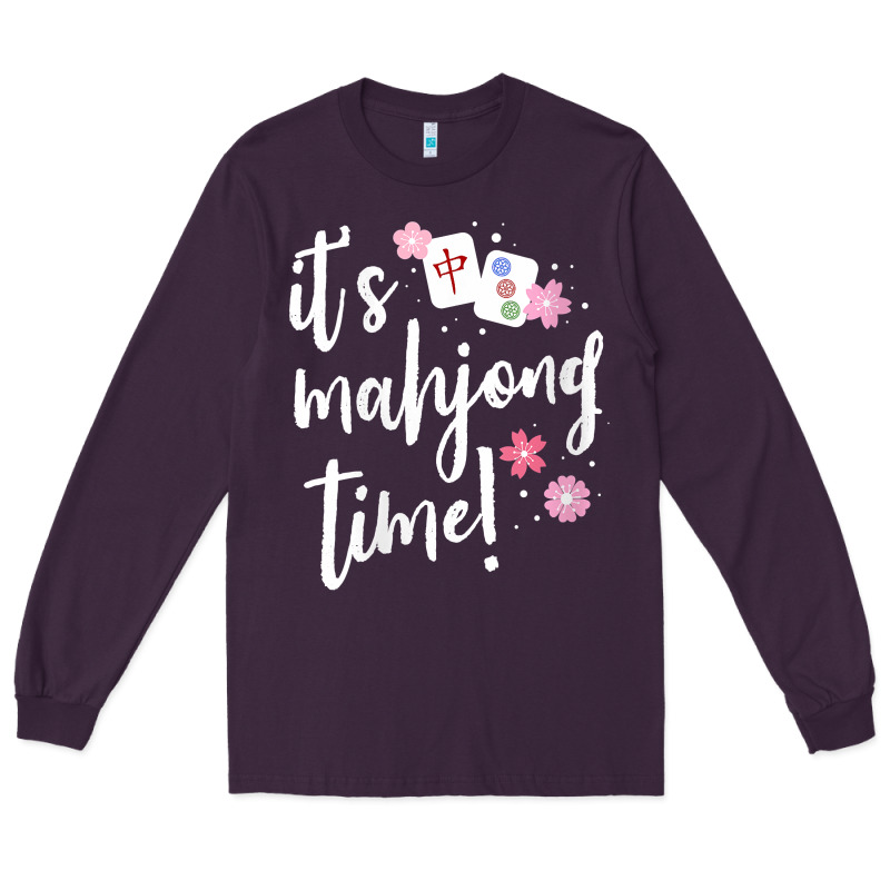 Womens Mahjong Gift For Her Mahjong Player V Neck T Shirt Long Sleeve Tee by DesignPulse | Teevron