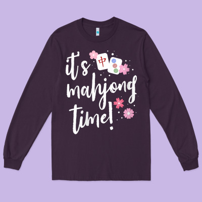 Womens Mahjong Gift For Her Mahjong Player V Neck T Shirt Long Sleeve Tee Designed By Designpulse