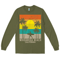 Army Green windansea beach california ca surfer surfing surf palm tree Long Sleeve Tee - DesignPulse