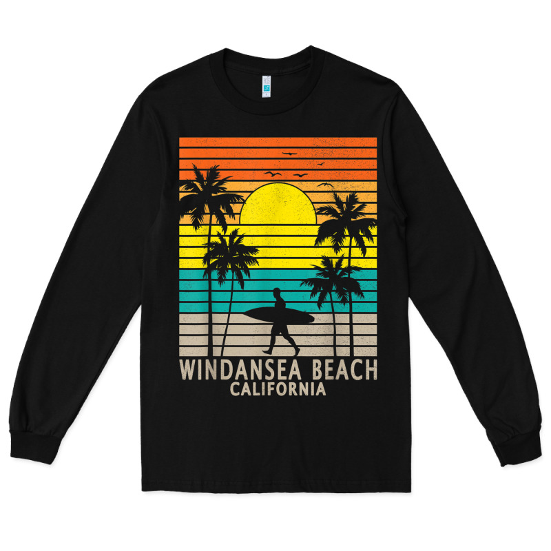 Windansea Beach California Ca Surfer Surfing Surf Palm Tree Long Sleeve Tee by DesignPulse | Teevron