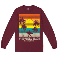 Burgundy windansea beach california ca surfer surfing surf palm tree Long Sleeve Tee - DesignPulse