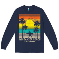 Navy windansea beach california ca surfer surfing surf palm tree Long Sleeve Tee - DesignPulse